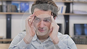 Headache, Portrait of Tense Creative Man in Office