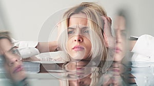 headache problem psychology disorder woman mirror