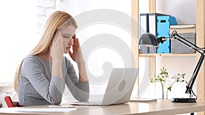 Headache, Stress of Work for Woman Working in Office