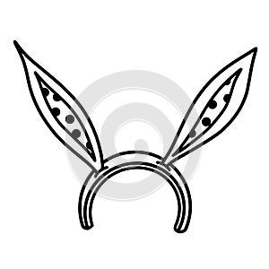 Headband with rabbit ears vector icon. Hand drawn illustration isolated on white background.