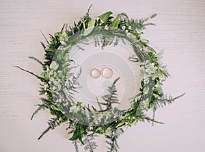 Headdress wreath decorated wedding