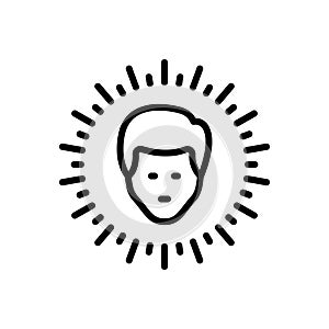 Black line icon for Headed, man and boy