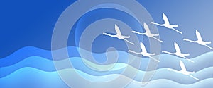 Header Background  Blue  Gradient Flamingo Birds  Flying