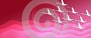 Header Background Magenta Gradient Flamingo Birds  Flying