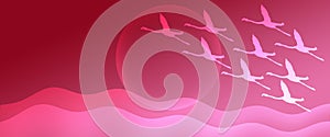 Header Background Magenta  Gradient Flamingo Birds  Pair