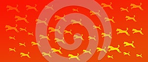 Header Background Pet Dogs Pattern on Orange Gradient Background