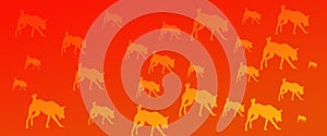 Header Background Pet Dogs Pattern on Orange Gradient Background