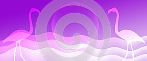 Header Background Purple Gradient  Flamingo Birds  Pair