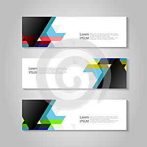 Header and banner template with color triangle background. Geometry business concept for header, banner, layout, brochure, flyer,