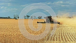 A header is used on a western australian wheat farm to harvest