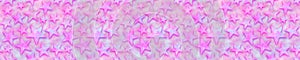 Header for website, multicolored stars against pink background, grunge. Design element, background for the web. footer