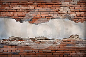 header website panoramic long wide banner web design space background grunge plaster white crumbling surface wall brick red old