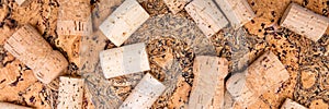 Header, wine and champagne cork spreading on untreated cork