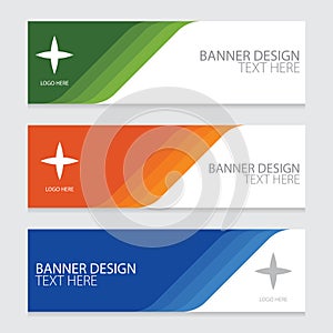 Green and orange abstract business banner set