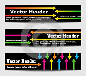 Headers with arrows and text