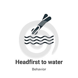 Headfirst to water vector icon on white background. Flat vector headfirst to water icon symbol sign from modern behavior