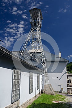 Headframe of the historic mercury mine in Idrija, Slovenia photo