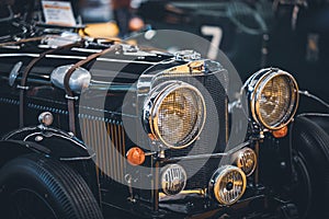 Headlamps of an old classic car