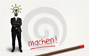 Headless businessman with idea and the German word for DO