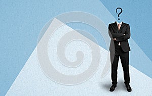 Headless businessman with a questionmark