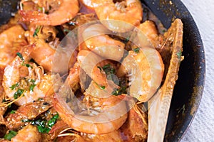 Headless cajun shrimp with coriander
