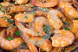 Headless cajun shrimp with coriander