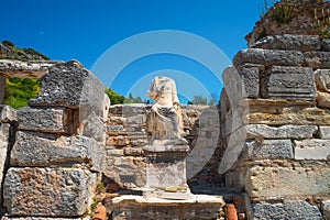 Headless statue of Scholastica. Ephesus Ancient City. Izmir, Turkey.