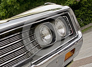 Headlight of american muscle car