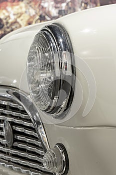The headlight of an Austin
