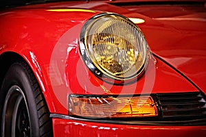 Headlight of classic sports car