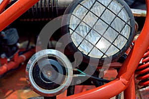 Headlight and horn of sports motor