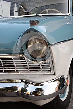 Headlight retro car close up