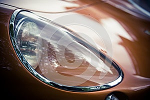 Headlight of a vintage classic car