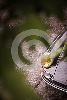 Headlight of a vintage classic car