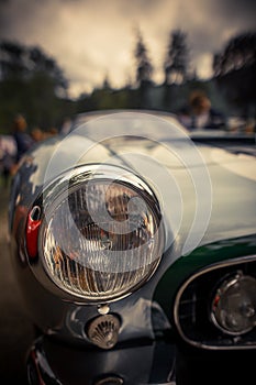 Headlight of a vintage classic car