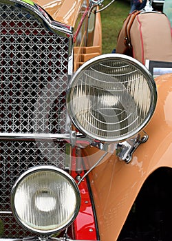 Headlights on an antique automobile