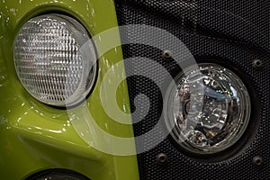 Headlights of tractor