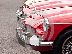 Headlights of a vintage car on a car-show