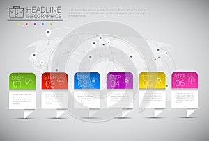 Headline Infographic Design Business Data Graphic Collection Over World Map