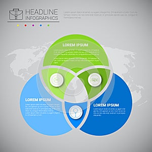 Headline Infographic Design Business Data Graphic Collection Over World Map Presentation Copy Space