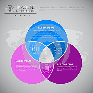 Headline Infographic Design Business Data Graphic Collection Over World Map Presentation Copy Space