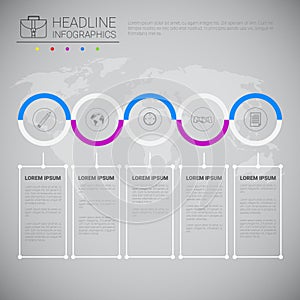 Headline Infographic Design Business Data Graphic Collection Over World Map Presentation Copy Space