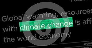 Headline news titles media with Climate Change global warming animation