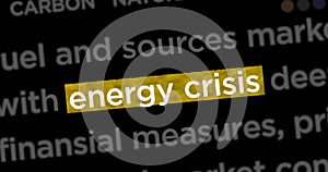 Headline news titles media with Energy crisis animation