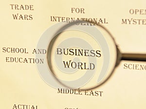 Headline for newspaper for article `Business World`