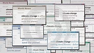 Headline titles media with Climate Change global warming 3d illustration