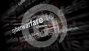 Headline titles media with Cyberwarfare 3d illustration