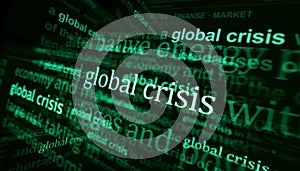Headline titles media with global crisis economy crash 3d illustration