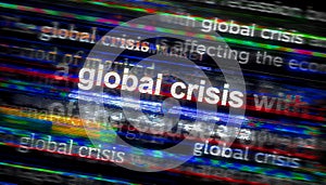 Headline titles media with global crisis economy crash 3d illustration