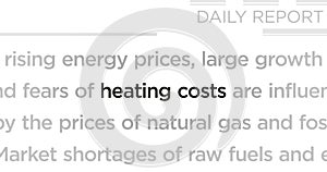 Headline titles media with Heating costs seamless loop